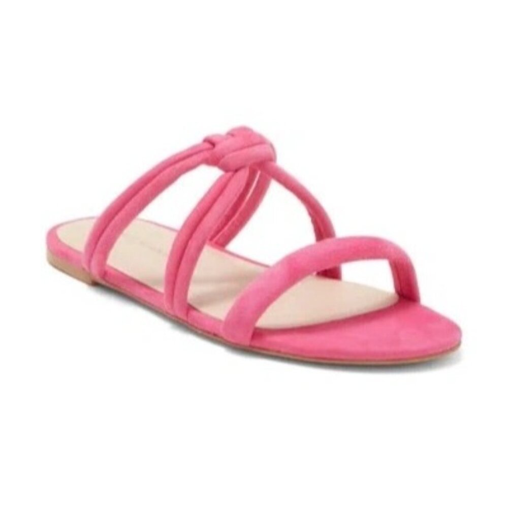 Stuart Weitzman Twist Knot pink suede  Leather Slide Sandal slide